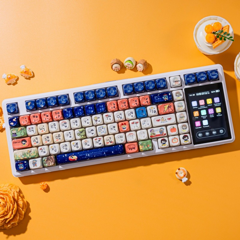 AULA ภาษาไทยAula L99 Super สมาร์ทจอแสดงผลปรับแต่งคีย์บอร์ดหน้าจอขนาดใหญ่ RGB Backlight Full Key Hot 