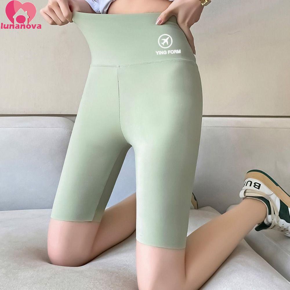 LUNANOVA Hip Lift โยคะกางเกงขาสั้น,กระชับยืดหยุ่นTummy Controlผู้หญิงกางเกงขายาว,Streetwear Breathable Peach Butt Slimming Bikerกางเกงขาสั้นActive Wear