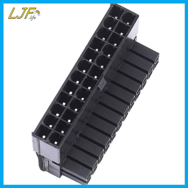 LJF ATX 24Pin 90 องศา 24 พินถึง 24 พินอะแดปเตอร์ปลั๊กไฟเมนบอร์ดโมดูลาร์สําหรับสายไฟ