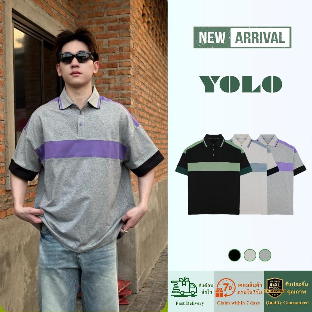 YOLO เสื้อเชิ้ต OVERSIZE เสื้อเชิ้ต เสื้อเชิ้ตสำหรับผู้ชาย ติดกระดุมหน้า Y261210