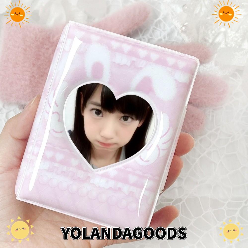 YOLANDAGOODS1 การ์ดอัลบั้ม, 3 นิ้ว Mini PVC Photocard Binder, INS สีชมพูรักโบว์ 16 หน้าภายในอัลบั้มการ์ดสะสมการ์ดไอดอลรวบรวมหนังสือ
