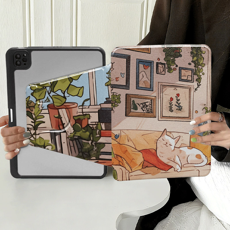 สําหรับ Lenovo Xiaoxin Pad Pro 2025 Idea Tab Pro 12.7 อะคริลิค 360° Stand Back Cover Cute Flip Case 