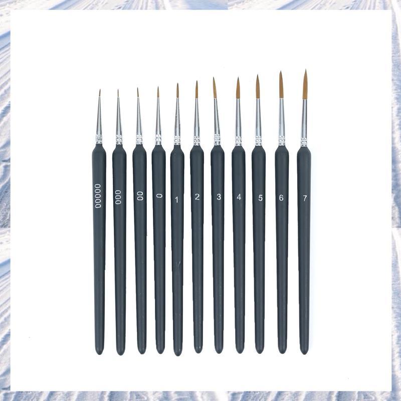 Detail Brush Set for Fine Detailing & Painting, สีน้ํา, ออยล์- ของจิ๋ว, โมเดล 11 ชิ้น แปรงจิ๋วสีดํา