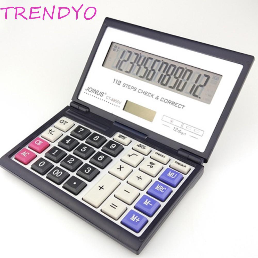 TRENDYO เครื่องคิดเลขพับพลิก มัลติฟังก์ชั่น พกพา พลังงานแสงอาทิตย์ หน้าจอใหญ่ 12 หลัก สําหรับสํานักงาน บัญชีและการเงิน