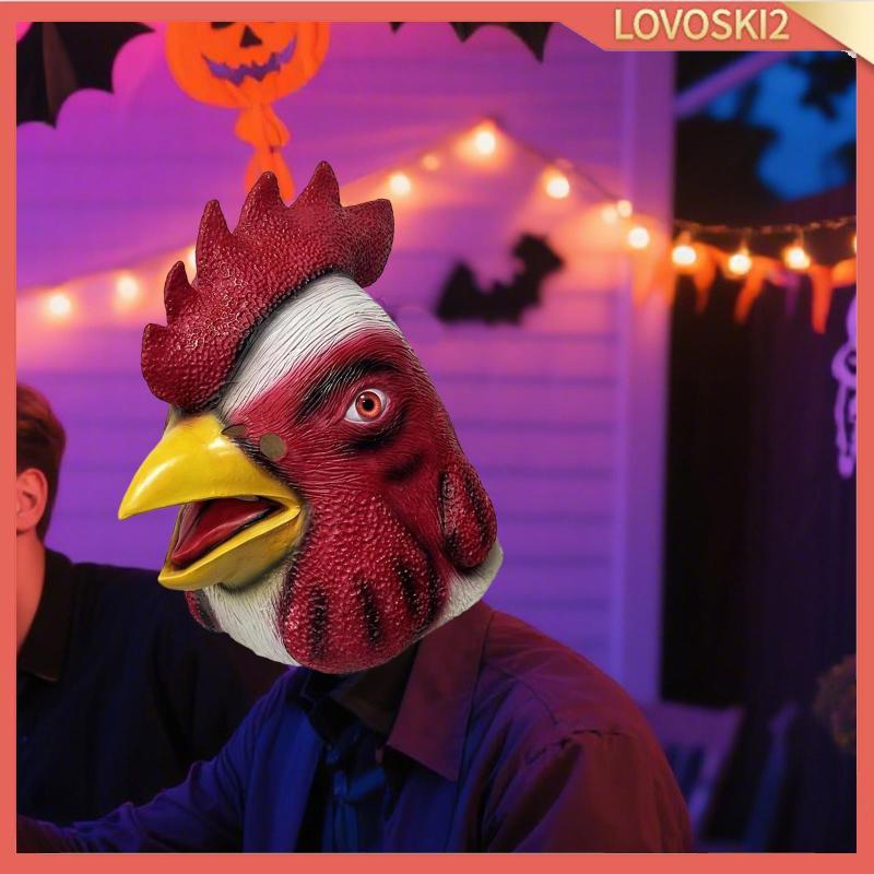 [Lovoski2] Rooster Head Mask Chicken Costume Head Cover for Dress up Christmas Carnival