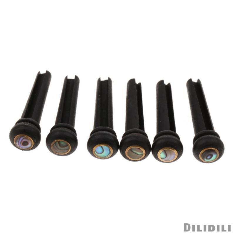 [Dilidili] 6 ชิ้น Dot Guitar Bridge End Pin Ebony และสีเขียวขนาดใหญ่สําหรับกีตาร์โปร่ง