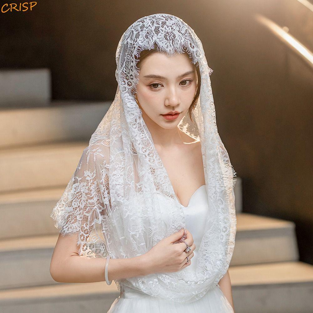 ผ้าคลุมหน้าลูกไม้สีดำและขาว ทรงสง่างามสำหรับงานแต่งงานวินเทจละติน