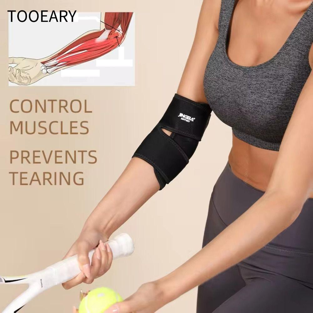 TAINAKARITSU Elbow Support, แผ่นข้อศอกแบบปรับได้ Neoprene, กีฬาข้อศอกสีดําระบายอากาศได้