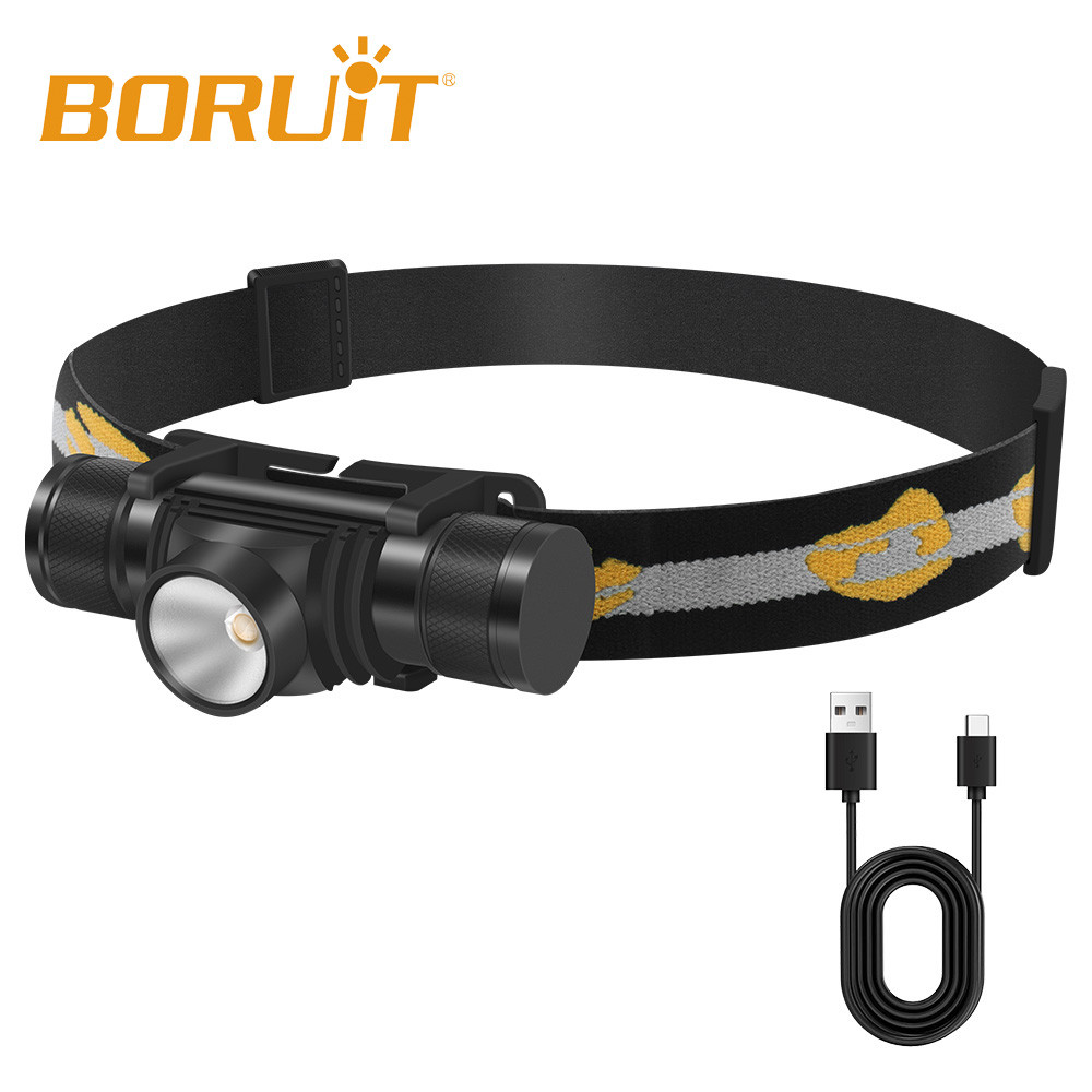 Boruit D10 ไฟหน้าแบบชาร์จไฟได้ 10W Super Bright ไฟฉาย LED สีเหลือง/สีขาวกันน้ําหัวสําหรับวิ่งกลางแจ้