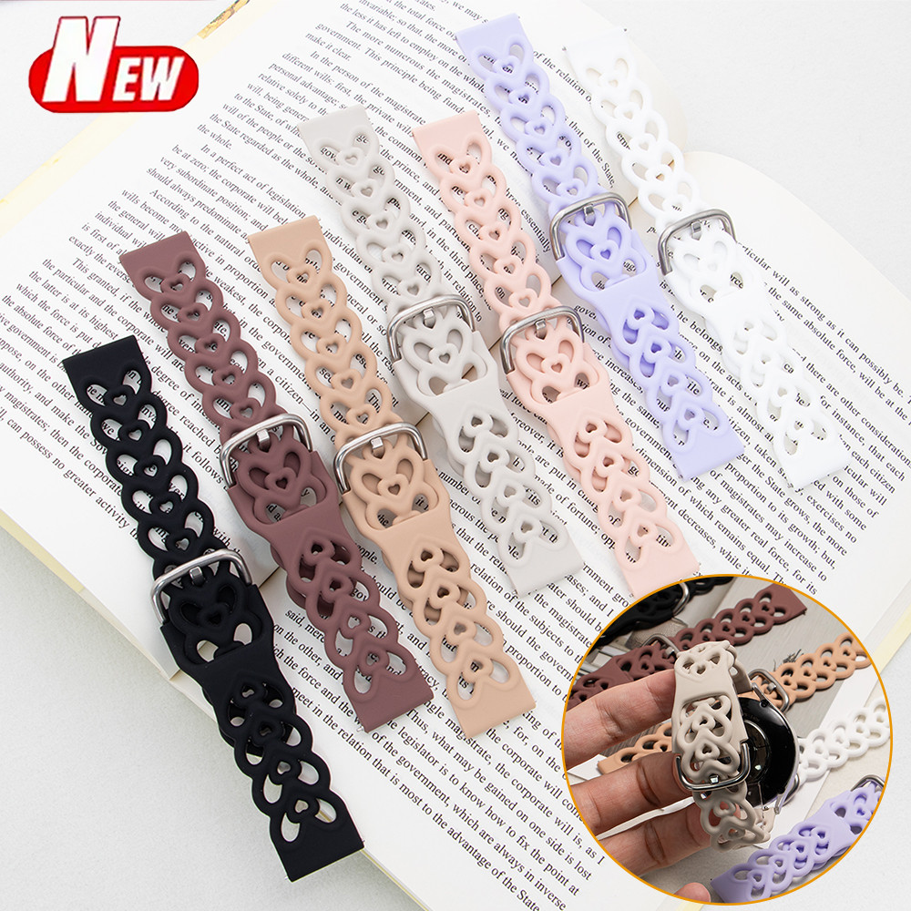 ซิลิโคนรูปหัวใจ Openwork สําหรับ Samsung Galaxy 7/6/5/4 5Pro 4/6Classic Sport Band สําหรับ Huawei นาฬิกา GT3/2