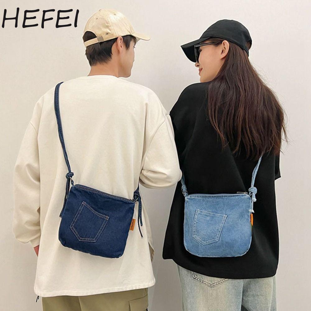 Saturndaymode กระเป๋าผ้าแคนวาสยีนส์, Y2K Street Style Vintage Handbag, Simple Large Capacity Solid Crossbody Bag Streetwear