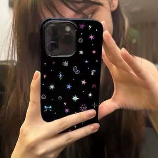 เคสไอโฟน17สำหรับ IPhone 11 12 13 15 16 17 Air 14 Pro Max XR XS X Max 7 8 Plusแฟชั่นจุดน่ารักดาวพื้นผิวมันวาวซิลิโคนปก