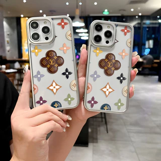สําหรับiphone 17 Pro Max แบรนด์แฟชั่น LV 16 15 14 13 12 11 Pro Max 8 7 Plus X XR Xs Maxนุ่มหรูหราElectroplatedกรอบโปร่งใสเคสโทรศัพท์