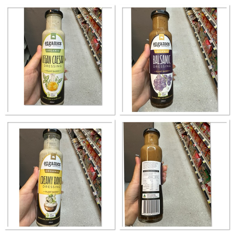 Ozganics Australia Organic Vegan Caesar Dressing Plant Based 250 Ml. / Balsamic / Creamy Ranch