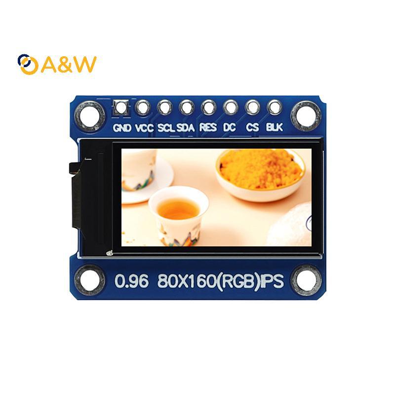 A & W 0.96 นิ้วจอแสดงผล IPS โมดูล OLED สําหรับ 80*160 65K สีสัน RGB TFT LCD ST7735 ST7735 DIY