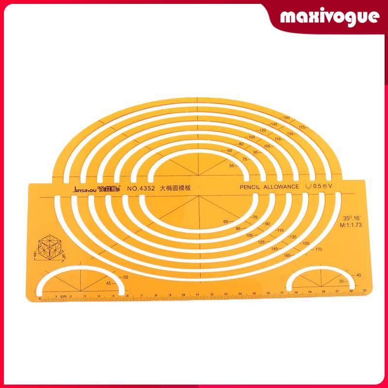 [Maxivogue] ขนาดใหญ่ ISOMETRIC ELLIPSE DRAWING STENCIL STUDENTS MATH RULER CRAFT สีเหลือง 4352