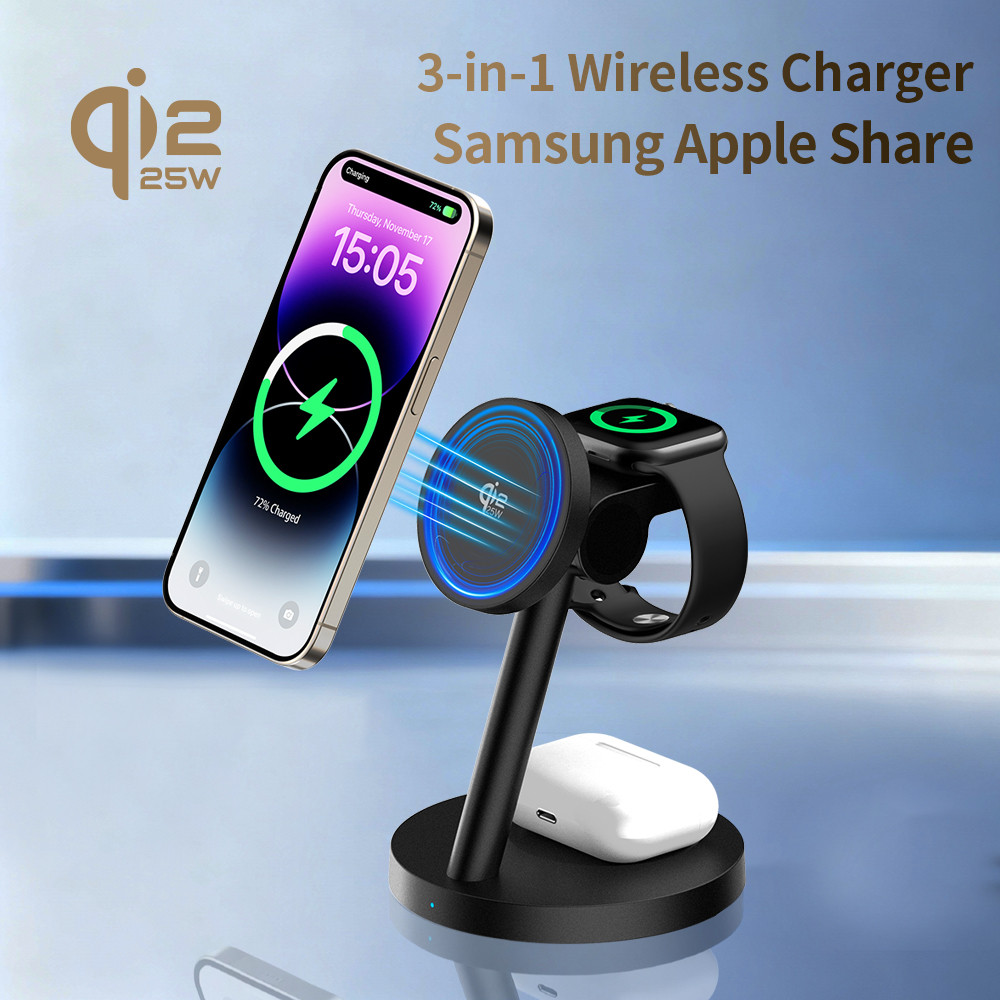 แท่นชาร์จไร้สาย QI2.2 25W 3-in-1 Wireless Charger Stand
