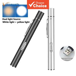 ไฟปากกา นํา สแตนเลสพร้อมคลิป, ยูเอสบี ชาร์จคู่สีขาวสีเหลืองล…