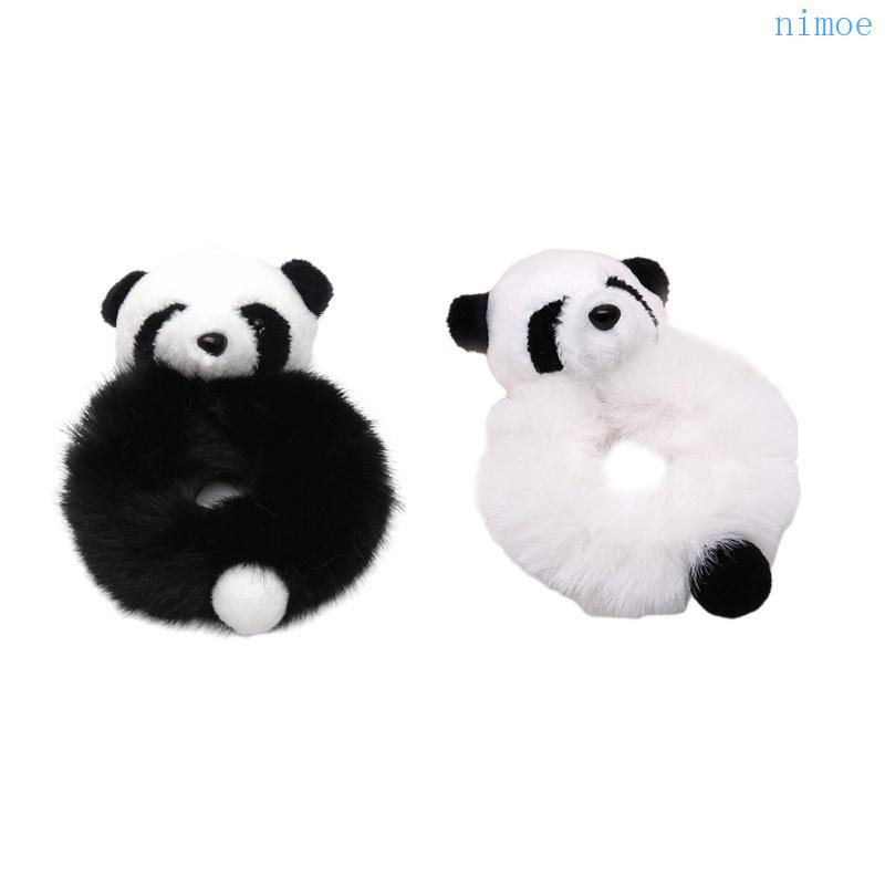 Nio Girls Hair Ties การ์ตูน Panda Hair Scrunchie แถบยางนุ่มอุปกรณ์เสริมผม
