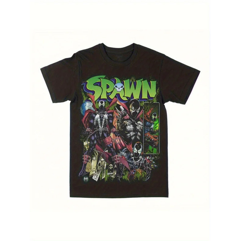 เสื้อยืด Spawn Comic - ลายพิมพ์สดใส, เสื้อยืดสตรีทแวร์ผ้าฝ้ายสีดำสำหรับใส่ทุกวัน