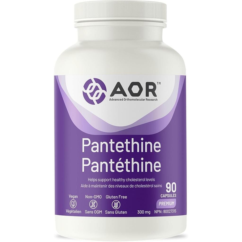 AOR - Pantethine 300mg การขยายมังสวิรัติ, 90 Caps 30-Day ply - Active Form of Vitamin B5 Pantothenic