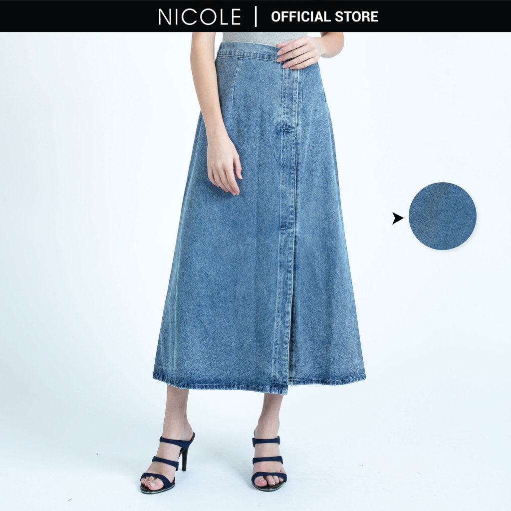 NICOLE กระโปรงยีนส์แม็กซี่เอวสูง (NS3-2511-0069)
