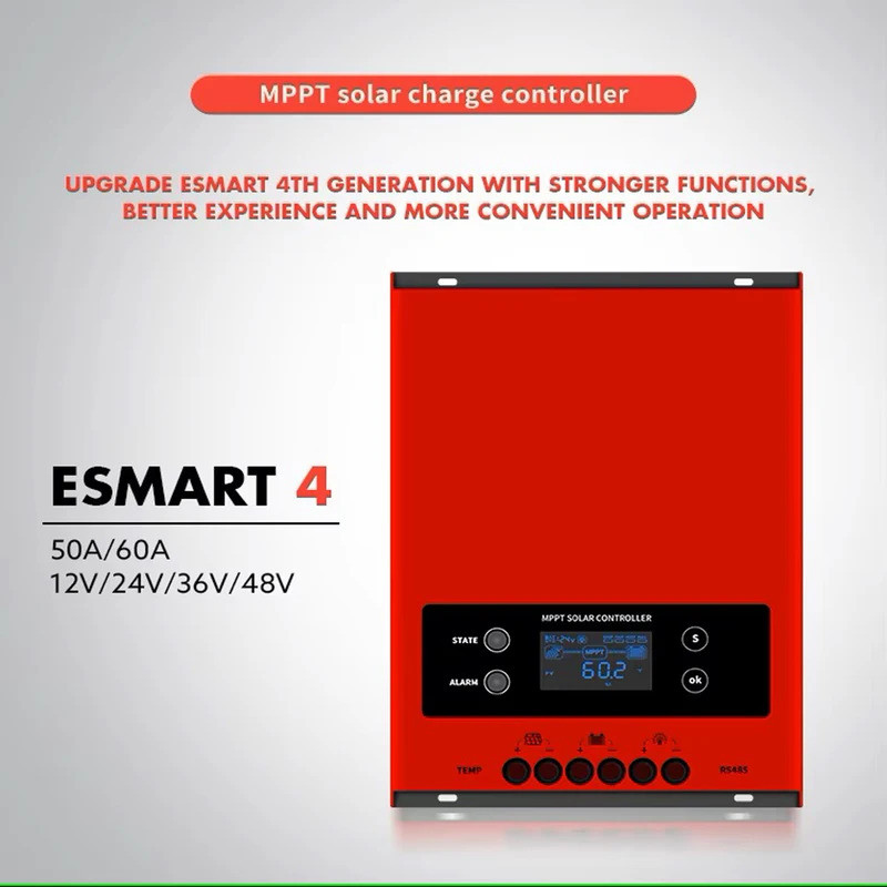 ESmart4 MPPT คอนโทรลเลอร์ชาร์จพลังงานแสงอาทิตย์ 60A 12 V/24 V/36 V/48 V แบตเตอรี่ลิเธียมตัวควบคุม RS