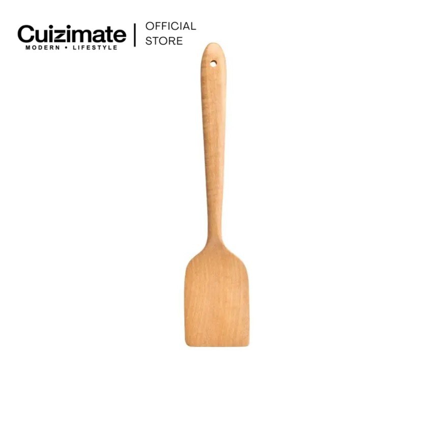 CUIZIMATE ตะหลิวไม้ทึบ ไม้จะบกธรรมชาติ 35 ซม. อุปกรณ์ครัว ปลอดภัยต่อกระทะ Non-Stick