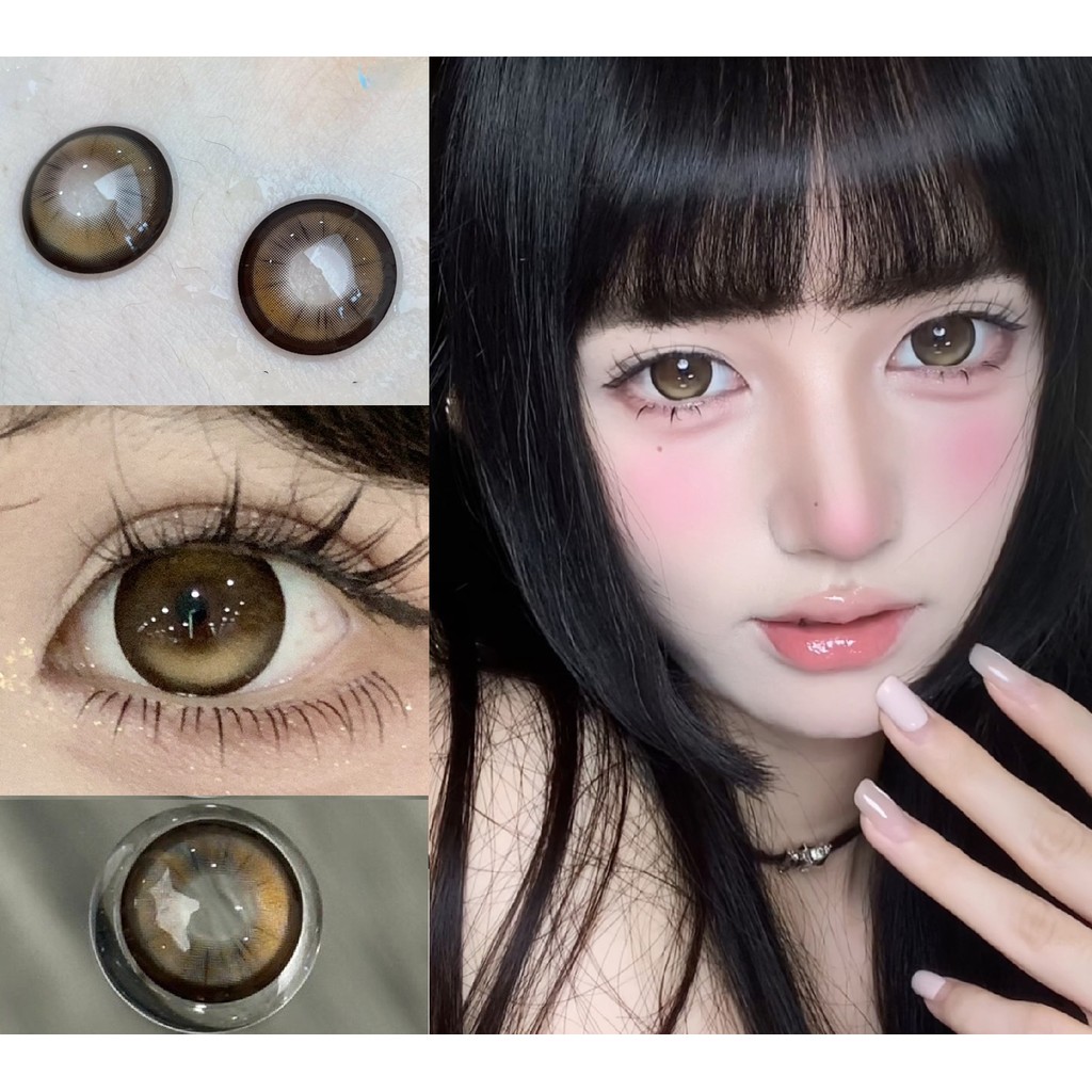 (1 คู่) CDJTJJI, OBALEN ยี่ห้อ ,BIG SIZE,14.50mm,Gdia:14.20mm,(เกรด 0-8.00), คอนแทคเลนส์ 6 เดือนใช้ (สีน้ําตาล)