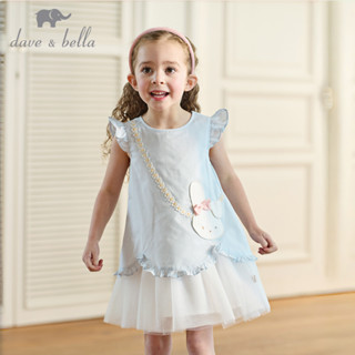 Dave Bella 6M-9Y ชุดเดรส โบว์ เด็กหญิง ฤดูร้อน กระโปรงตาข่าย…
