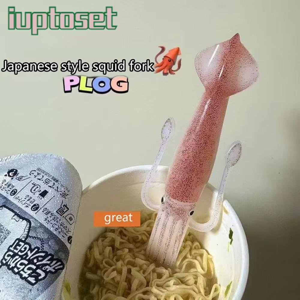 IUPTOSET Octopus Noodle Fork, 3-in-1 Squid-Shaped Food Picks,ตลกแบบพกพาเครื่องมือทําอาหารทนความร้อนเ