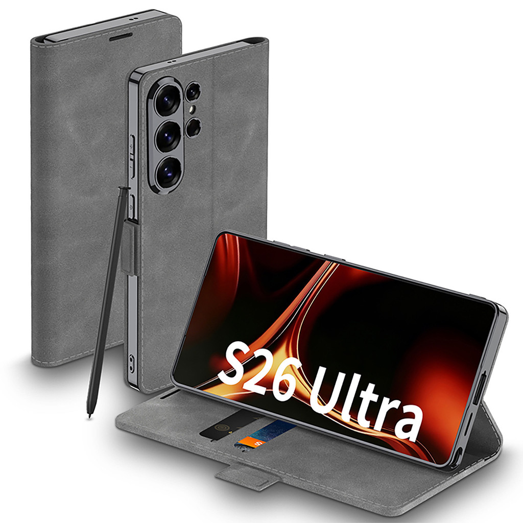 สําหรับ Samsung S26Ultra พลิกการ์ดใส่เคสโทรศัพท์หนัง S25Ultra เคสป้องกันหนังเคลือบ – โปรปัง