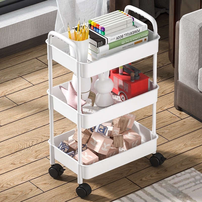 MINIHOMES ชั้นวางของพลาสติกเหนียวมีด้ามจับ ชั้นวางพลาสติกล้อเลื่อน360องศา เคลื่อนย้ายสะดวก แข็งแรงทนทาน อเนกประสงค์