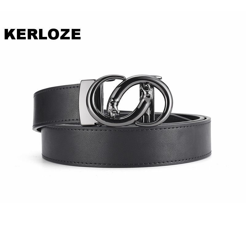 Double Leopard Belt Mens Belt Automatic Buckle หนังวัวแท้.Simple Casual Business All-Match Leopard M