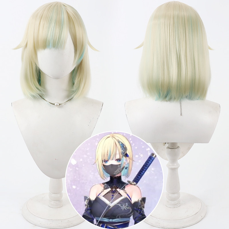 VTuber Aizawa Emma Cosplay Wig Two-Tone Bob Realistic Scalp Heat Resistant Synthetic Hair
