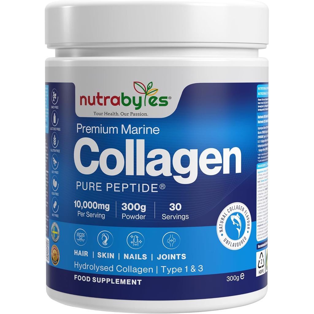 ผงคอลลาเจนทะเล 10000 มก. ประเภท 1 & 3 อุดมด้วยกรดอะмиโน 19 ชนิด สำหรับผู้หญิงและผู้ชาย ได้มาตรฐานฮัล