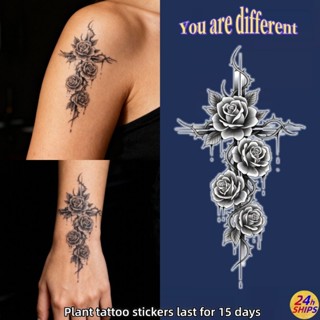 สติกเกอร์ลายสักดอกกุหลาบสำหรับตกแต่งไหล่ ต้านน้ำได้นานถึง 15…