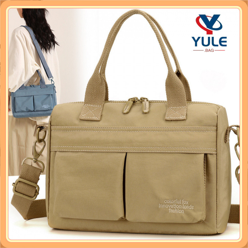 YULE กระเป๋าถือสำหรับผู้หญิง กันน้ำ ทำจากไนลอน กระเป๋าเอกสาร หลายช่อง ใส่ iPad ได้ สำหรับงานและการเดินทาง