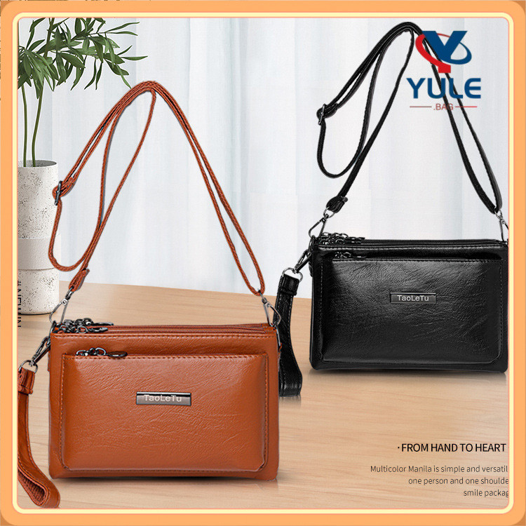 กระเป๋าสะพายเฉียงสตรี YULE 6 สี หนังกันน้ำ แบบวินเทจ ขนาดเล็ก หลายช่องเก็บของ สำหรับบรันช์ ช้อปปิ้ง ท่องเที่ยว