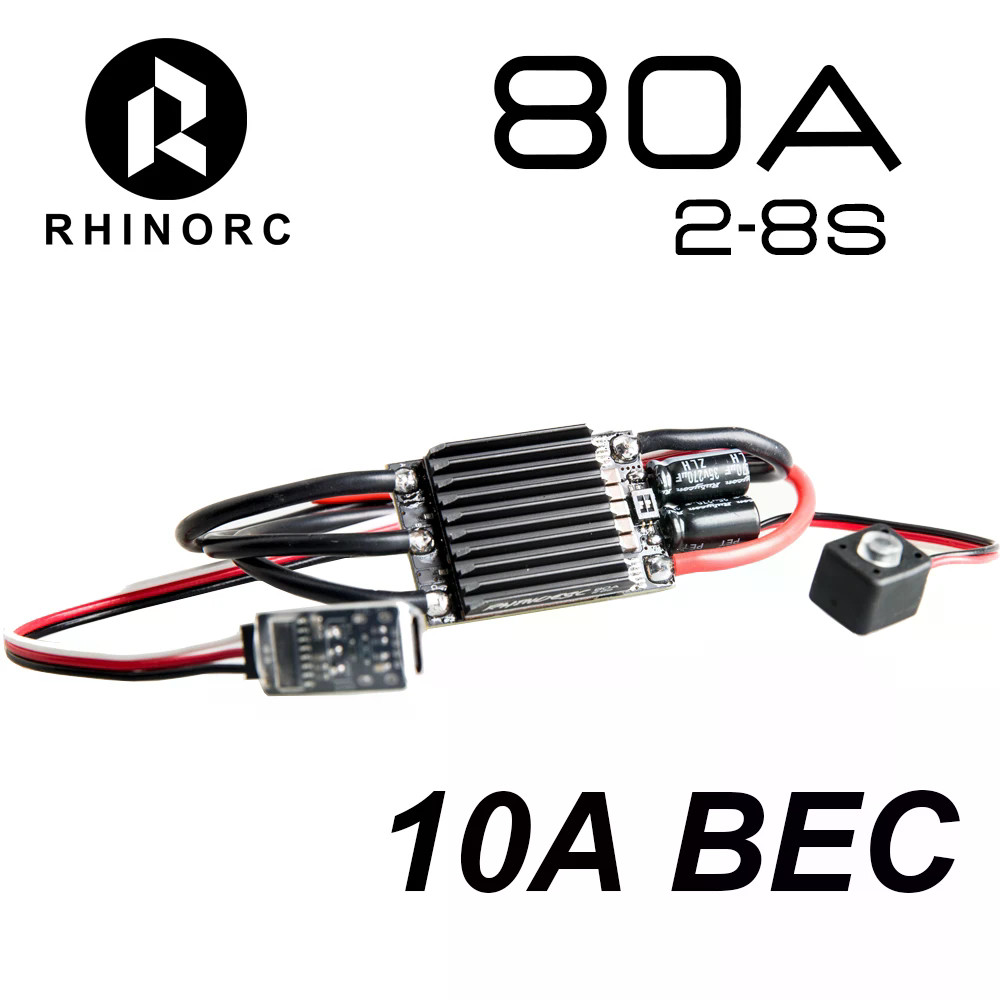 RhinoESC AM32 Crawler ESC 80A 2-8S 10A BEC สําหรับ Axial SCX10 Traxxas TRX-4 MOA