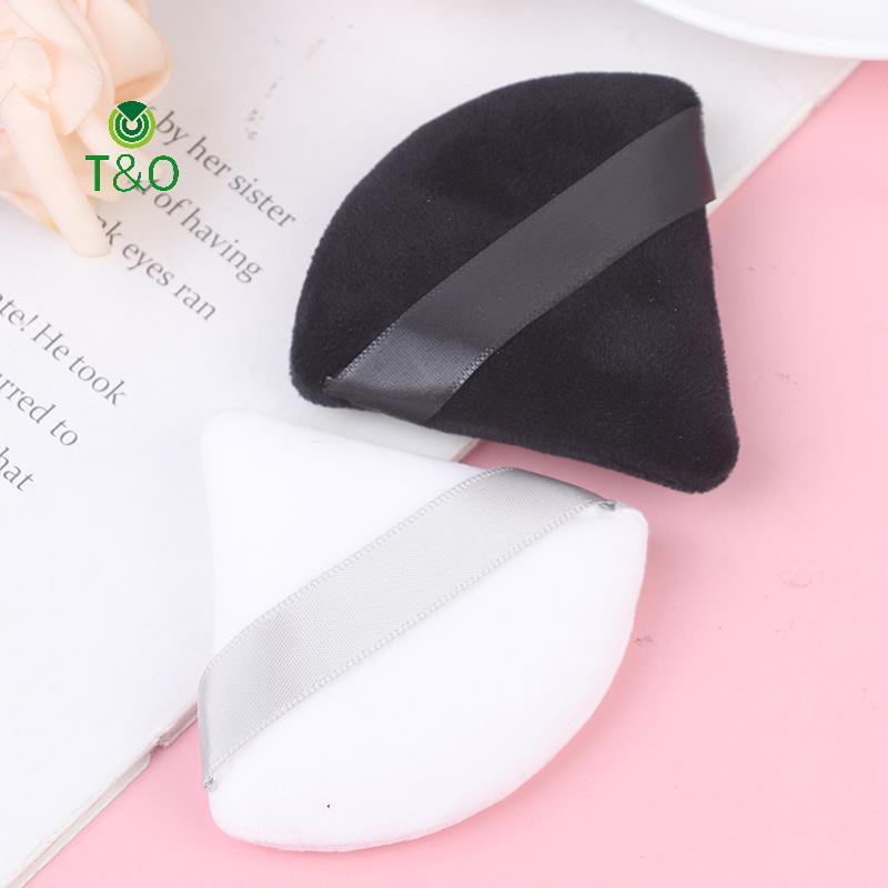 T&O 4pcs พัฟเครื่องสําอางสามเหลี่ยมกํามะหยี่ครีมรองพื้น Mini Face MakeUp Sponge