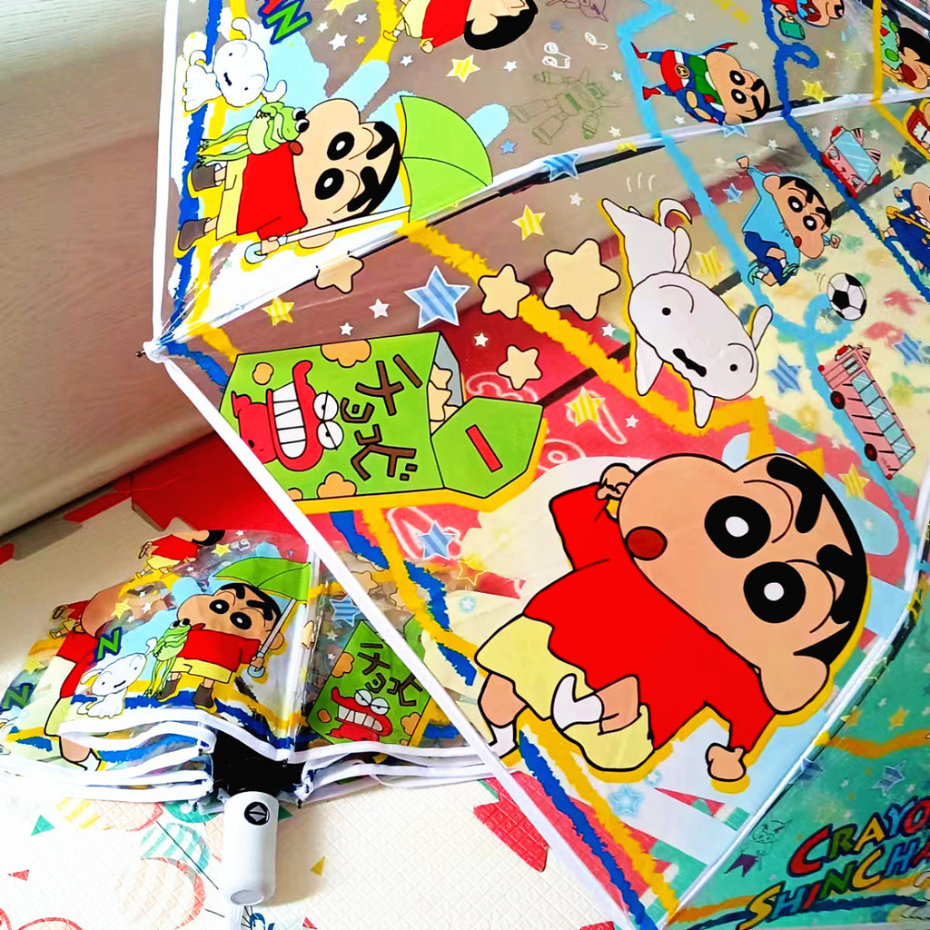 ร่มโปร่งใส Crayon Shin-Chan แบบพับอัตโนมัติน่ารักสำหรับวันsole