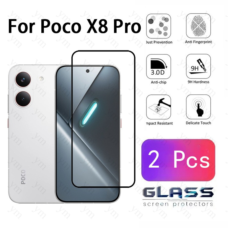 2 ชิ้น ฟิล์ม ฟิล์มกระจก Poco X8 Pro กระจกนิรภัยป้องกันหน้าจอสําหรับ Poco C85 C75 C71 C75x X8 X7 M7 X6 M6 Pro Max แก้วป้องกันฟิล์ม