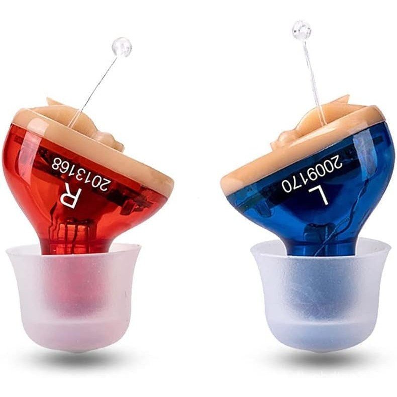 ZHANGMIN เครื่องขยายเสียงระดับพรีเมียมสําหรับผู้ใหญ่ Mini CIC อุปกรณ์ส่วนบุคคลชนิดใส่ในหูรวมขวาและซ้ายสําหรับทีวีและพูดคุยพร้อมเคสพกพา (สี : B)