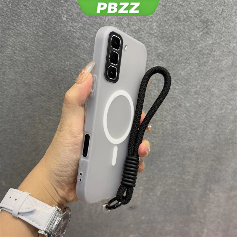 PBZZ Jelly สี 2 in 1 เคสสําหรับ infinix hot 50 60 pro plus hot 50 60 60i 4g เคสโทรศัพท์กันกระแทก ดีไซน์ใหม่ความงามพร้อมเชือกเส้นเล็ก Wireless Magnetic สีดํา GDBSWX02