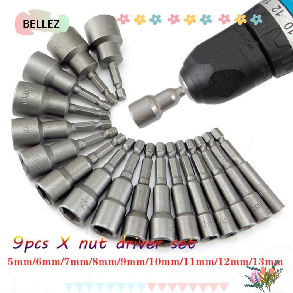 BELLEZ 9 ชิ้น/เซ็ต Hex SocketS Sleeve Bits ชุดไดร์เวอร์ Socket Bits Schroevendraaier ชุดไดร์เวอร์