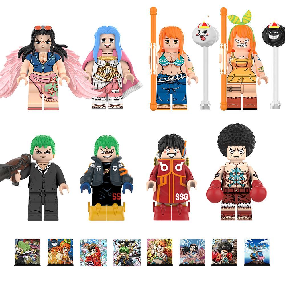 เข้ากันได้กับ Lego One Piece Series Luffy Zoro Nami การศึกษาประกอบอาคารบล็อกเด็กของเล่น Minifigure20