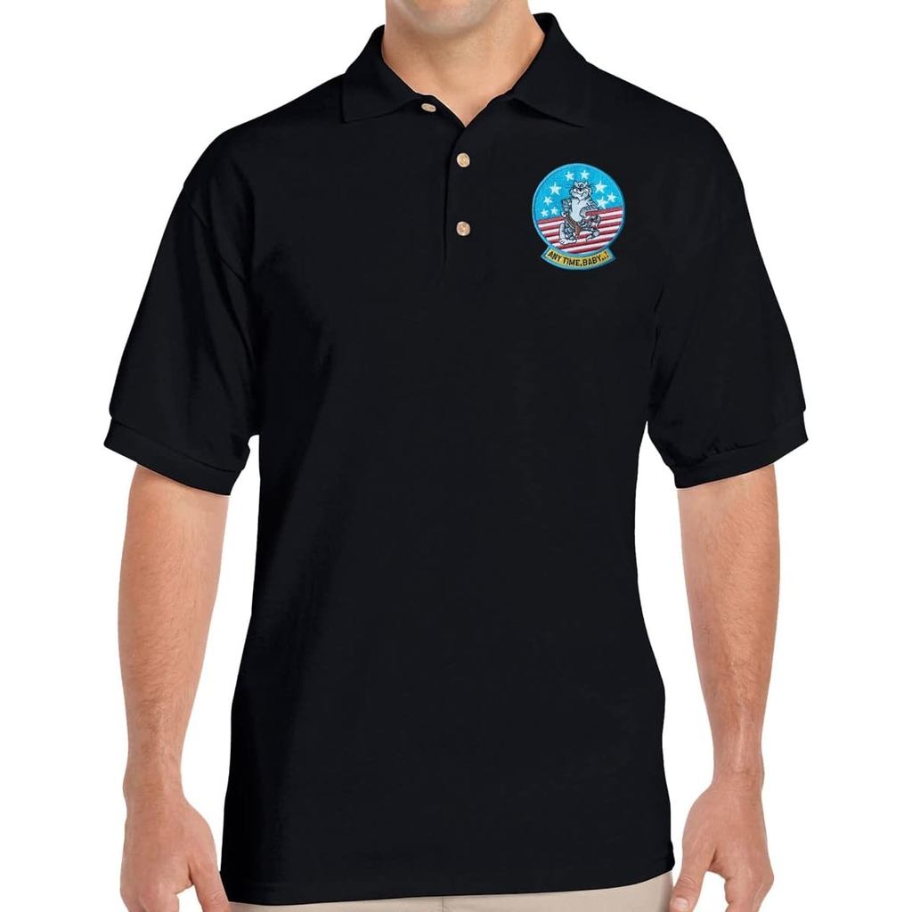 เสื้อโปโลปักลาย F-14 Tomcat Anytime Baby