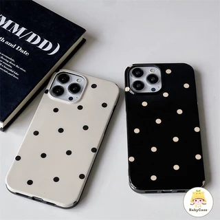 เคสไอโฟน 16 17 สำหรับ iPhone 11 13 15 12 14 Pro Max 7 16 14 15 8 Plus X XR XS Max 15 Pro เคสผิวมันลายจุดน่ารักเรียบง่าย