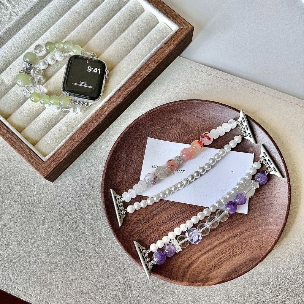 สายคริสตัลเพิร์ลสองแถวเหมาะสําหรับ Apple iwatch11 รุ่น 10/987UltraSE